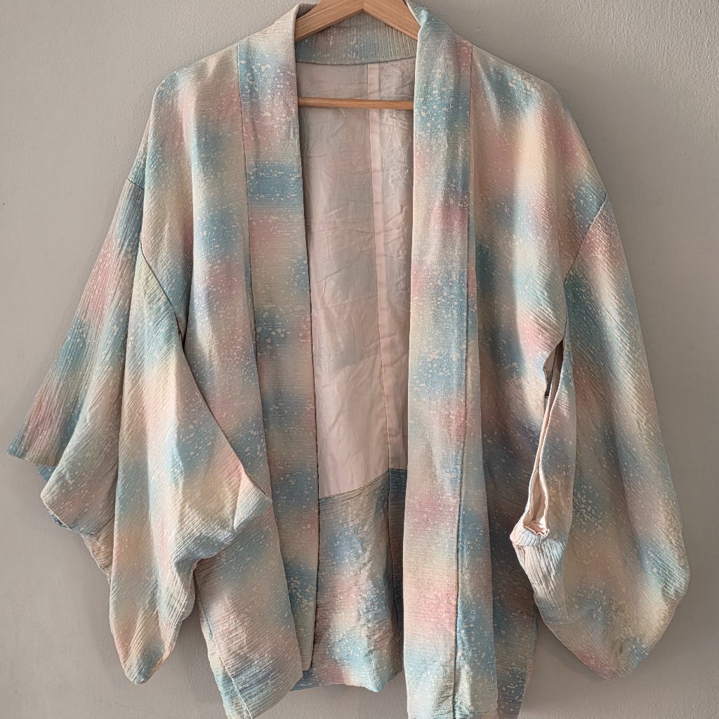 Vintage Custom Made Silk KimonoStyle Top